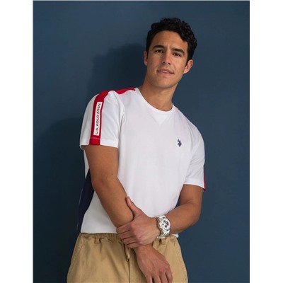 SHOULDER TRICOT TAPE JERSEY COLOR BLOCK T-SHIRT