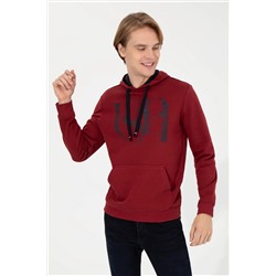 Erkek Vişne Kapüşonlu Sweatshirt