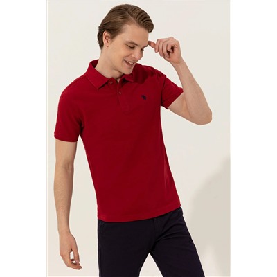 Erkek Bordo Basic Polo Yaka Tişört