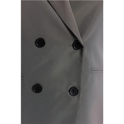 Gri Kruvaze Kapama Astarlı Büyük Beden Blazer Ceket TBBAW24AG00003