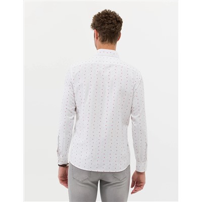Kırmızı Slim Fit Uzun Kollu Gömlek