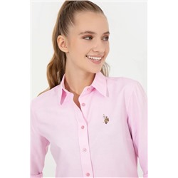 Kadın Açık Pembe Uzun Kollu Basic Gömlek