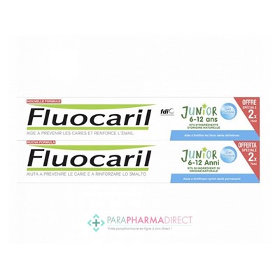 Fluocaril Junior 6-12 ans Gel Bubble 2x75mlLot  × 2