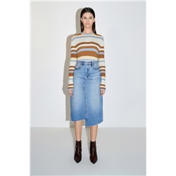 Falda vaquera de talle alto Azul