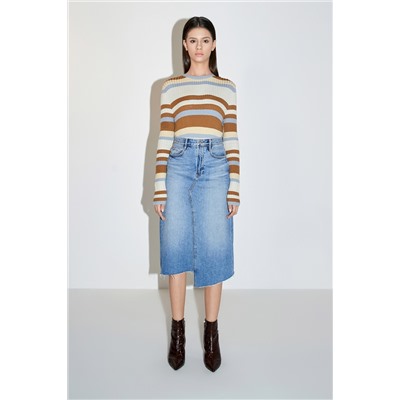 Falda vaquera de talle alto Azul