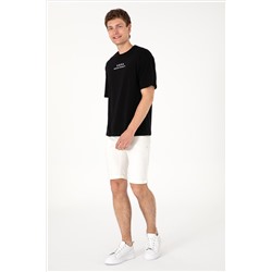 Erkek Comfort Fit Bisiklet Yaka Siyah Tişört