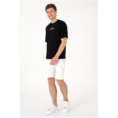 Erkek Comfort Fit Bisiklet Yaka Siyah Tişört