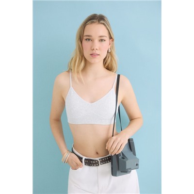 Sujetador top relleno gris copas extraíbles