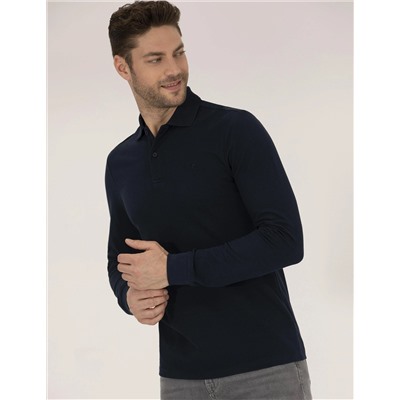 Lacivert Slim Fit Basic Sweatshirt