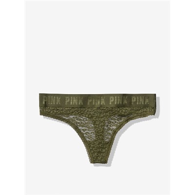 PINK LOGO LACE THONG