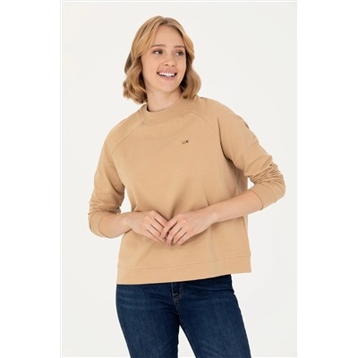 Kadın Kum Bisiklet Yaka Sweatshirt