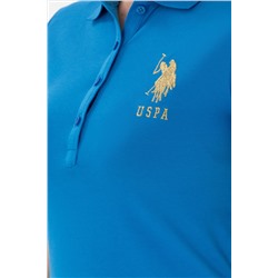Kadın Saks Polo Yaka Örme Elbise