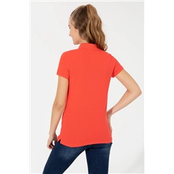 Kadın Kırmızı Basic Polo Yaka Tişört