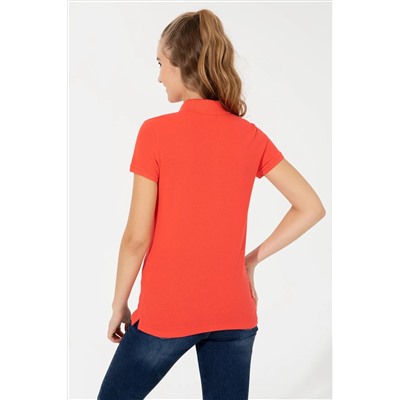 Kadın Kırmızı Basic Polo Yaka Tişört