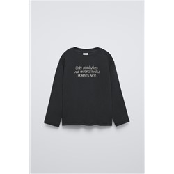 T-SHIRT WITH EMBROIDERED SLOGAN