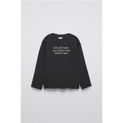 T-SHIRT WITH EMBROIDERED SLOGAN
