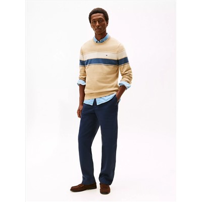 Block-Stripe Crewneck Sweater