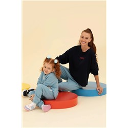 Kadın Lacivert Bisiklet Yaka Basic Sweatshirt