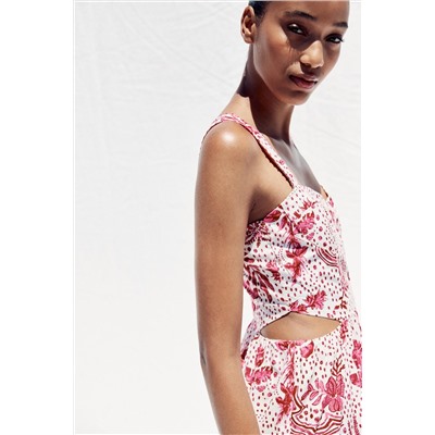 PRINTED MIDI CUT-OUT DRESS