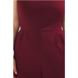 Bordo Askılı Örme Büyük Beden Tulum TBBSS25BG00001