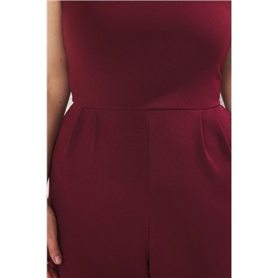 Bordo Askılı Örme Büyük Beden Tulum TBBSS25BG00001