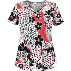 UA Garden Whimsy Poppy Five-Pocket Print Scrub Top
