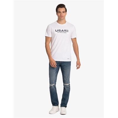 USA EMBOSSED PRINT JERSEY T-SHIRT