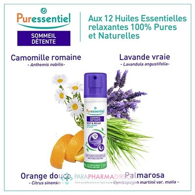 Puressentiel Sommeil Détente Spray Aérien aux 12 Huiles Essentielles 200 ml