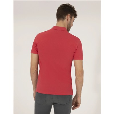 Kırmızı Slim Fit Polo Yaka Basic Tişört