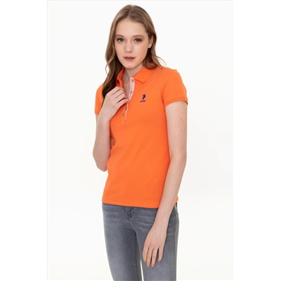 Kadın Turuncu Basic Polo Yaka Tişört