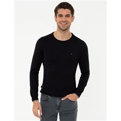 Lacivert Slim Fit Bisiklet Yaka Basic Triko Kazak