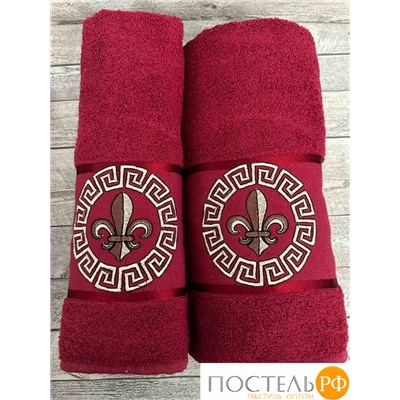 Т1006/SM01 Набор полотенец EFOR из 2-х пр. GREKLİ DAMASK (50*90,70*140) bordo бордовый