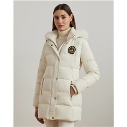 Crest-Patch Hooded Down Coat