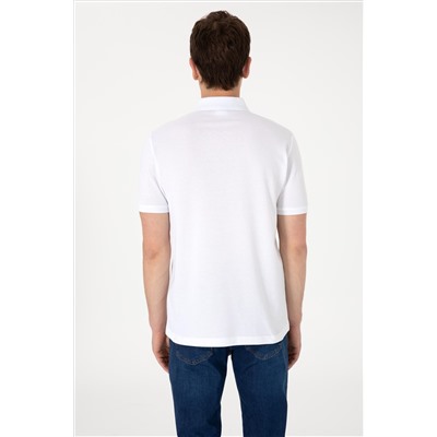 Erkek Regular Fit Polo Yaka Beyaz Tişört