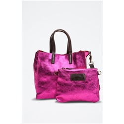 Bolso y neceser de piel Coti Fucsia