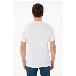 Erkek Regular Fit Bisiklet Yaka Baskılı Beyaz Tişört