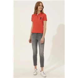 Kadın Kırmızı Basic Polo Yaka Tişört