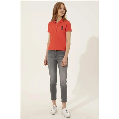 Kadın Kırmızı Basic Polo Yaka Tişört