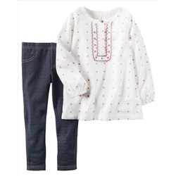 2-Piece Poplin Top & Jegging Set