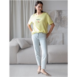 Свободная футболка с принтом из премиального хлопка с эастаном