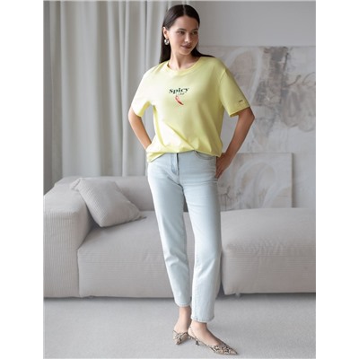 Свободная футболка с принтом из премиального хлопка с эастаном