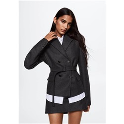Americana lana cinturón -  Mujer | MANGO OUTLET Melilla