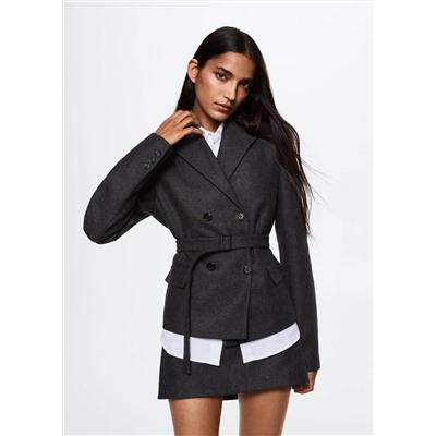 Americana lana cinturón -  Mujer | MANGO OUTLET Melilla