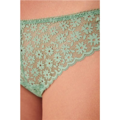 Tanga encaje floral verde
