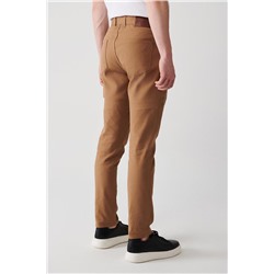 Kamel Armürlü Esnek 5 Cepli Slim Fit Dar Kesim Kanvas Pantolon