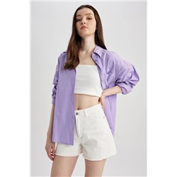 Defacto Oversize Fit Poplin Uzun Kollu %100 Pamuk Gömlek U7763AZ23SP