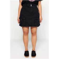 Siyah Kargo Cepli Denim Etek TBBSS23AZ00057