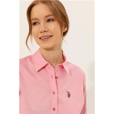 Kadın Pembe Uzun Kollu Basic Gömlek
