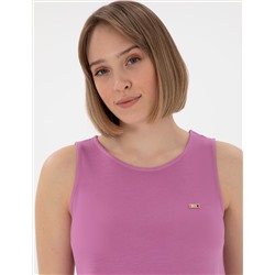 Kadın Pembe Kolsuz Bisiklet Yaka Tişört