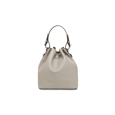 Bolso saco de piel y neceser Jila Gris claro